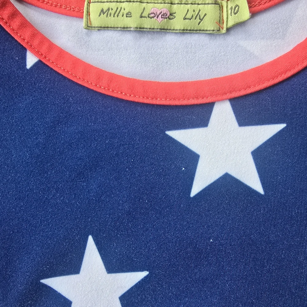 Millie Loves Lily Blue and White Star Pattern Patriotic Dress Size 10